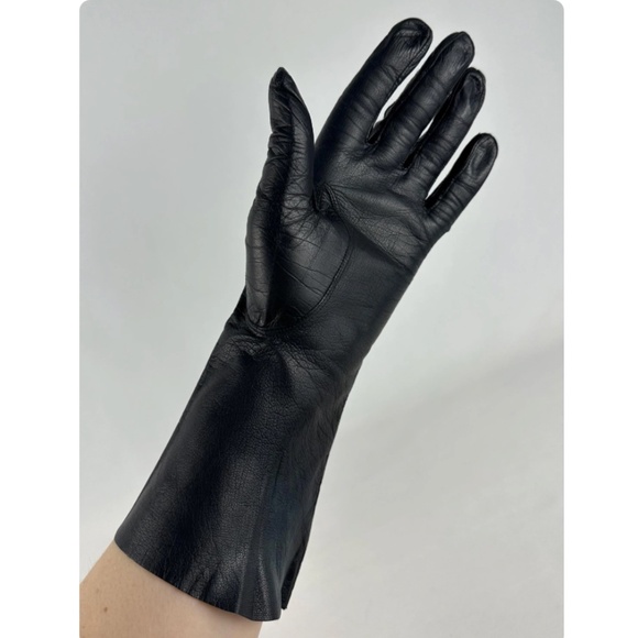 Vintage 1950’s ‘Aris of Paris’ Real Kid Navy Blue Leather Long Gloves - 7 1/2 - Picture 10 of 10